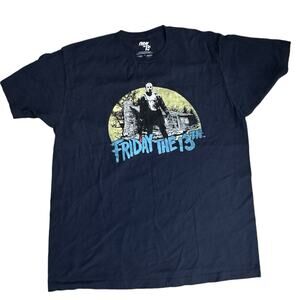 Friday The 13th Horror Graphic T-Shirt Navy Blue Large